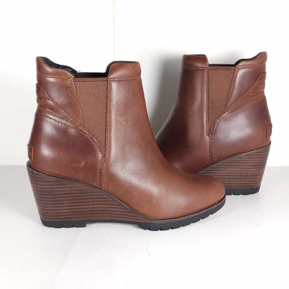 Sorel Women's After Hours US8,5 Brown Leather Wedge Ankle Chelsea Boots - Picture 8 of 15